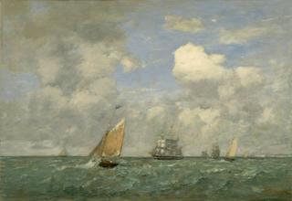 Ships and Sailing Boats Leaving Le Havre