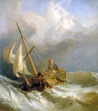 A Dutch Dogger Carrying away Her Sprit