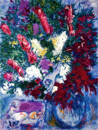 Vase of Flowers and Figures