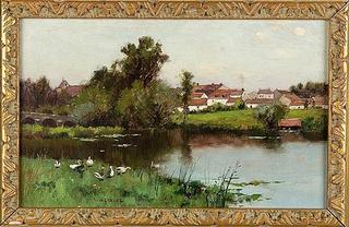 Geese near a Stream