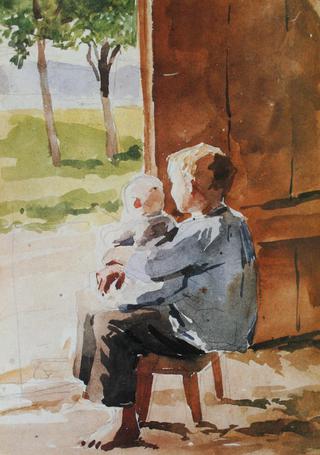 Young Boy of Ins Holding a Child in His Lap