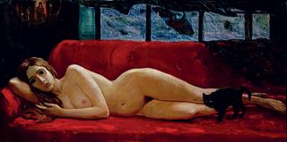 Nude on a Red Sofa