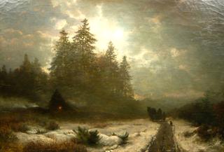 Winter sleigh ride at moonlight