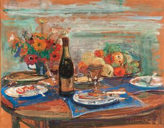 Still Life with Fruit and Wine Bottle