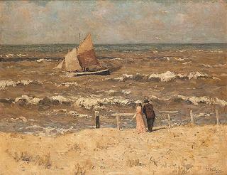 Couple watching the return of a Fishing Boat