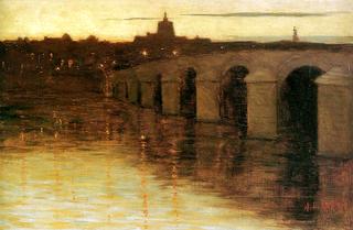 Maas bridge at sunset