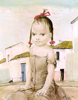 Young Girl with Red Bows