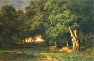 Waldlandschaft mit Hirschjagd (Forest Landscape with Stag Hunt)