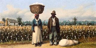 Man and Woman with Cotton Basket on Her Head