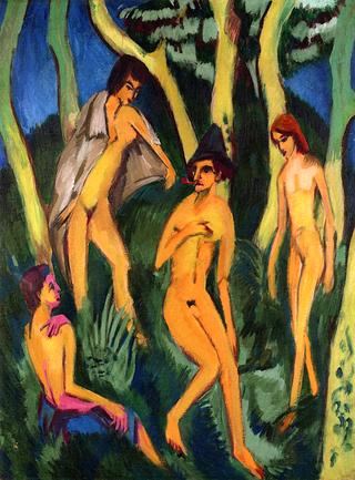 Four Nudes under Trees
