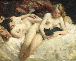 Two Girls with a Cat