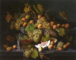 Still Life with Fruit and a Glass of Champagne