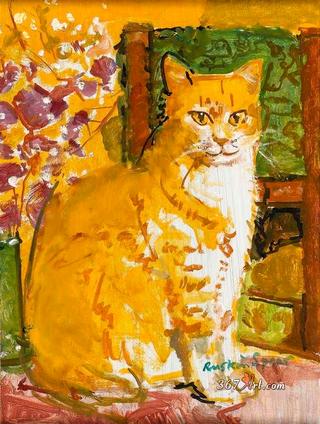 Red Cat Sitting
