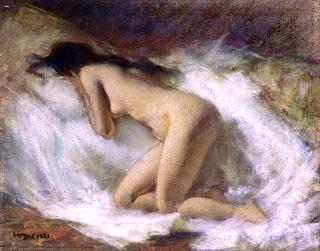 Kneeling Nude in Profile
