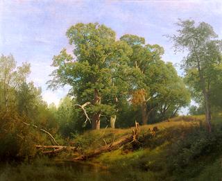 Deer in a Wooded Landscape
