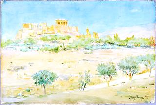 General View of the Acropolis at Sunset