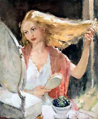 Girl at her toilette