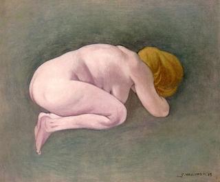Blond Woman Crouching