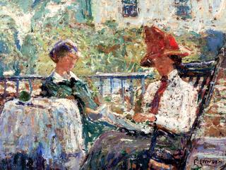 Artist's Wife and Daughter n a Porch