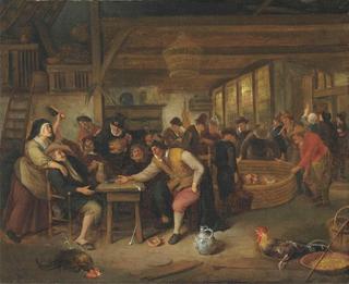 A Cock Fight in a Tavern