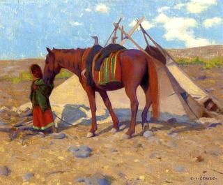 Umatilla Wickiup with Waiting Pony