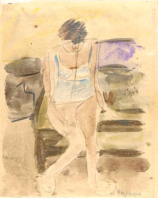 Seated Woman In Blue Underwear