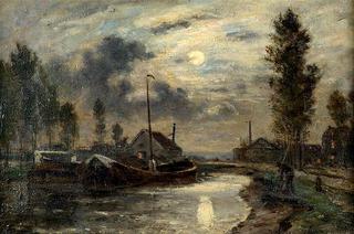 Barges under Moonlight