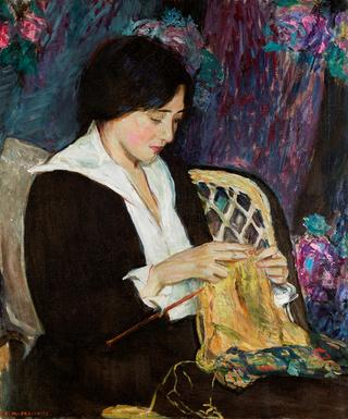 Young Woman Knitting