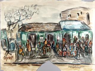 Tunis, Tunisia, North Africa--Cafe' Scene with Figures