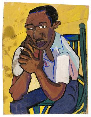 Seated Man in Green Chair