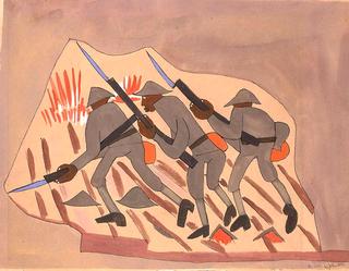 War Scene--Three Soldiers with Bayonets