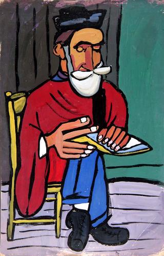 Bearded Man in Yellow Chair
