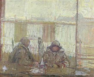 Old couple in the cafe