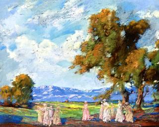 Paisaje con Damas en el Campo