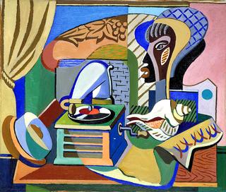 Arrangement with Phonograph, Mask, and Shell