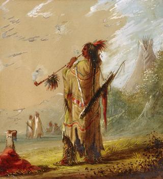 A Shoshonee Indian Smoking