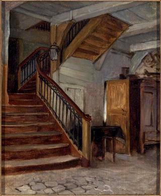 Room Interior with Winding Staircase