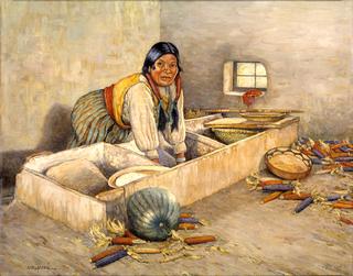 霍皮女人磨玉米