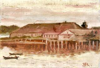 Trading Post and Wharf Buildings, Sitka, Evening