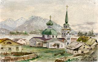 Rear View of Greek Church, Sitka, 1888