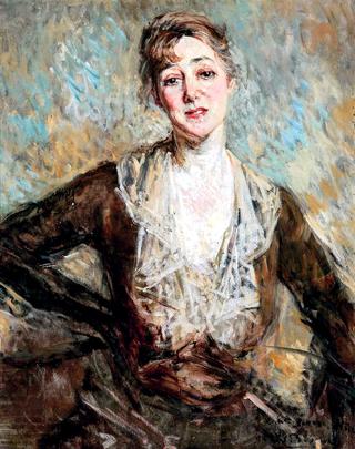 Portrait of The Honourable Mrs Charles Russell, née Adah Williams, in a bro