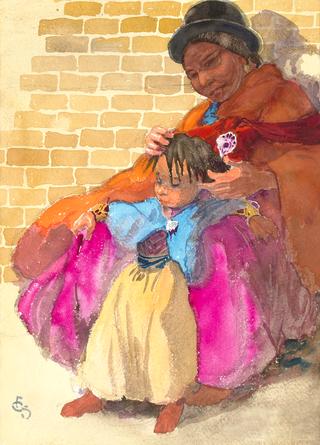 玻利维亚印第安人妇女和儿童