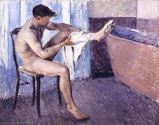 Man dries his leg