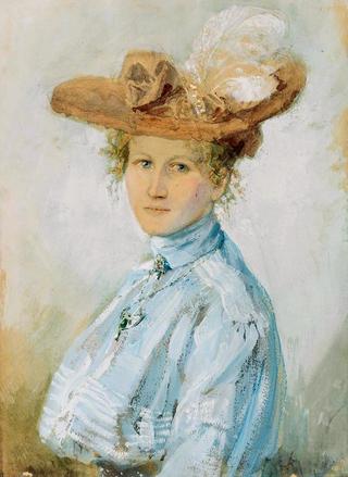 Young woman with feather hat