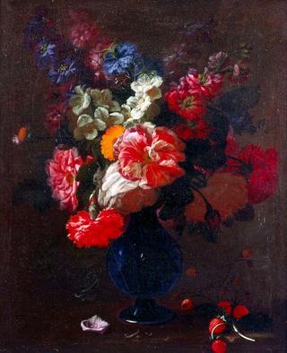 Flowers in a Vase on a Ledge