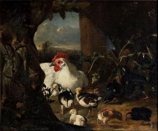 Hen with her chicks