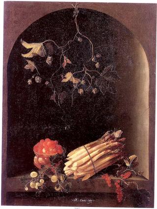 Strawberries, Asparagus, and Gooseberries in a Niche
