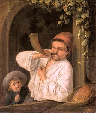 A Baker Blowing his Horn