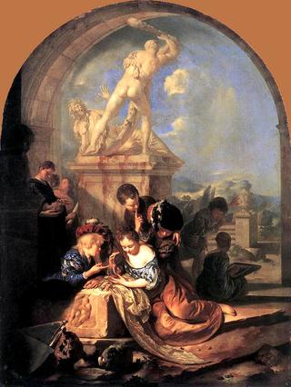 Children Playing before a Hercules Group
