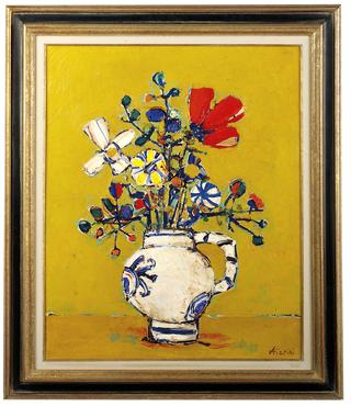 Fleurs sur fond jaune